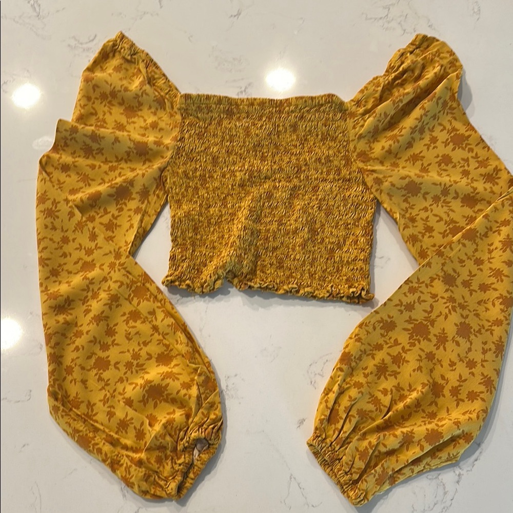 Aeropostale Mustard Smocked Top